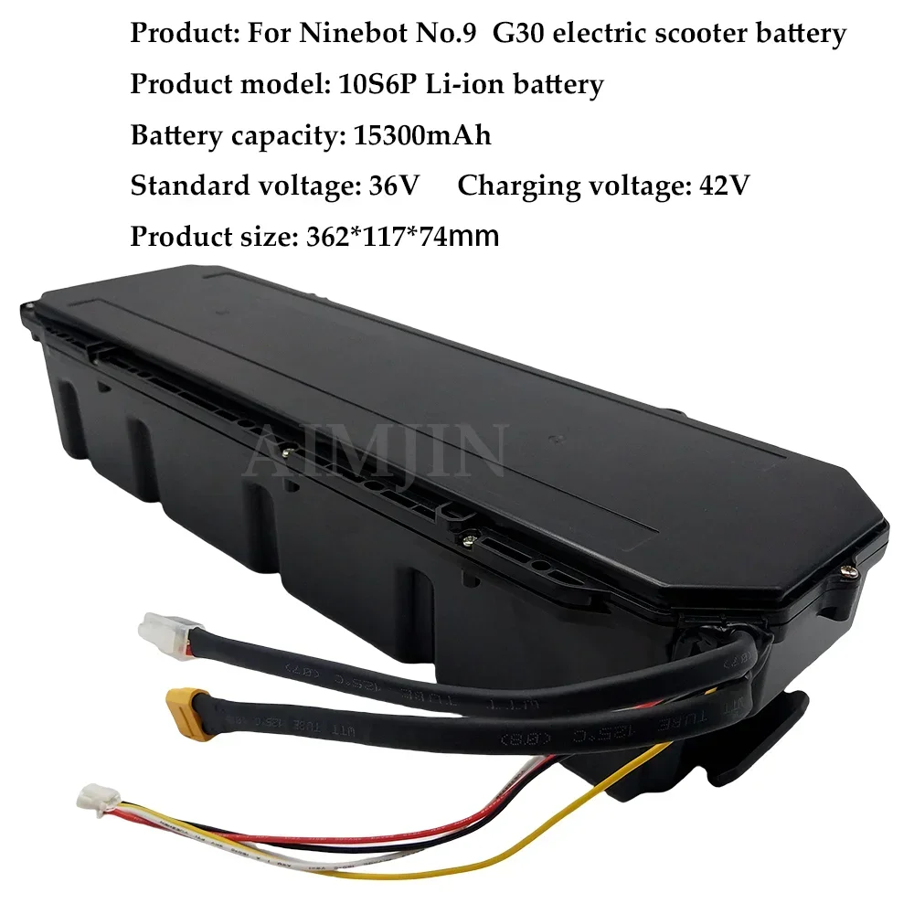 15300mAh 36V 10S6P High capacity Li-ion battery pack For Xiaomi Ninebot G30 MAX No. 9 Electric Scooter battey