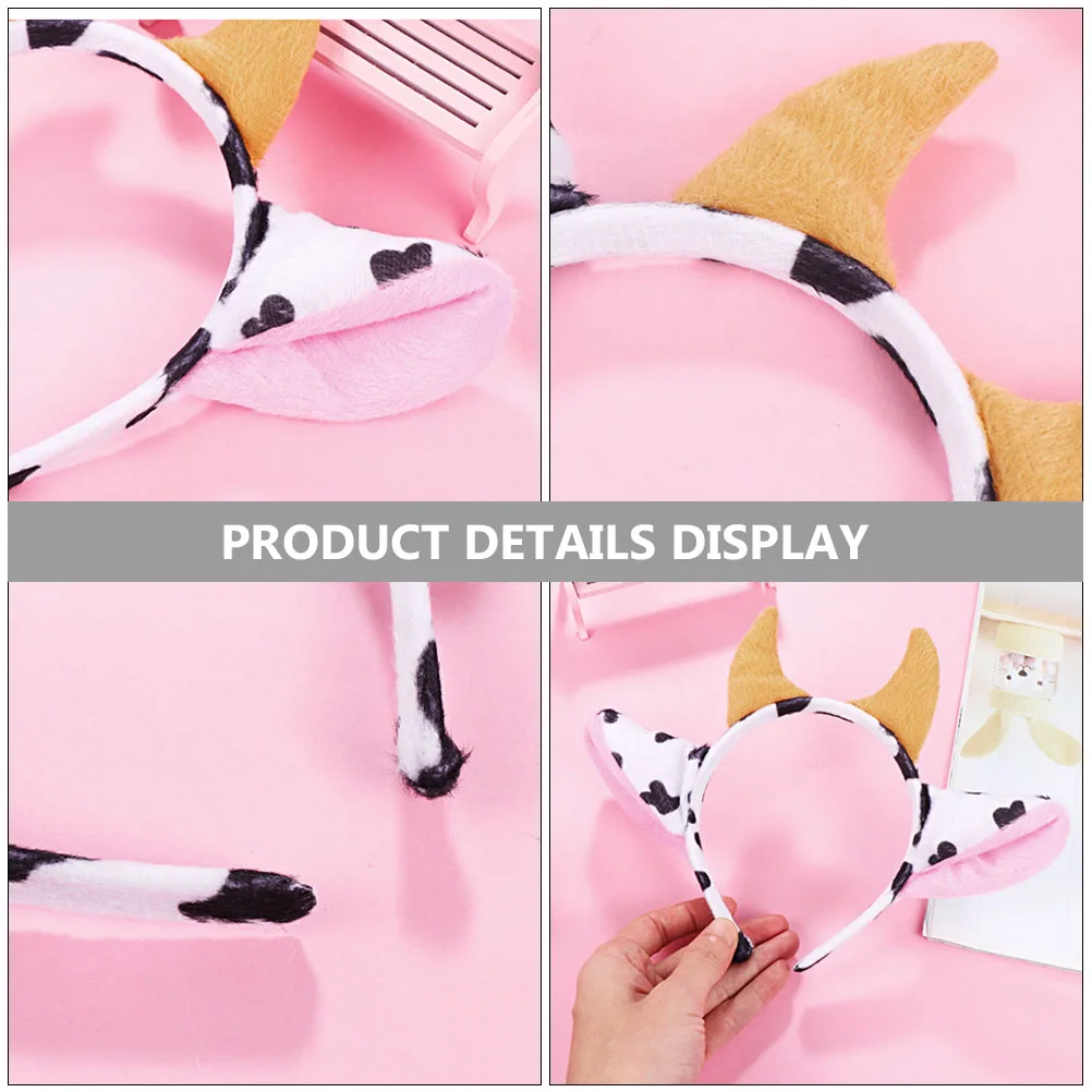

2 Pcs Cow Horn Headband Kid Hairhoop Cartoon Kids Party Adorable Headpiece Animal Child