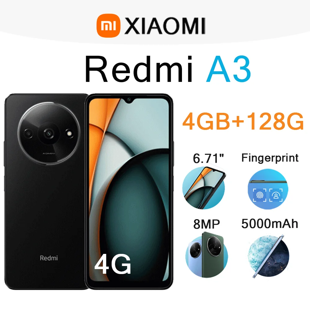 Xiaomi Redmi A3 Smartphone 6.71 Inch FHD+ 90Hz Screen 80MP Main Camera 5000mAh Large Capacity Battery Mobile Phone