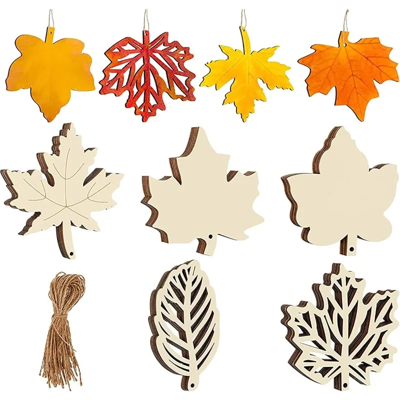 

10PCS Unfinished Wood Cutouts Maple Leaves Wooden Crafts Fall Leaves Shape Crafts Autumn Leaf for DIY Craft Tags Thanksgiving