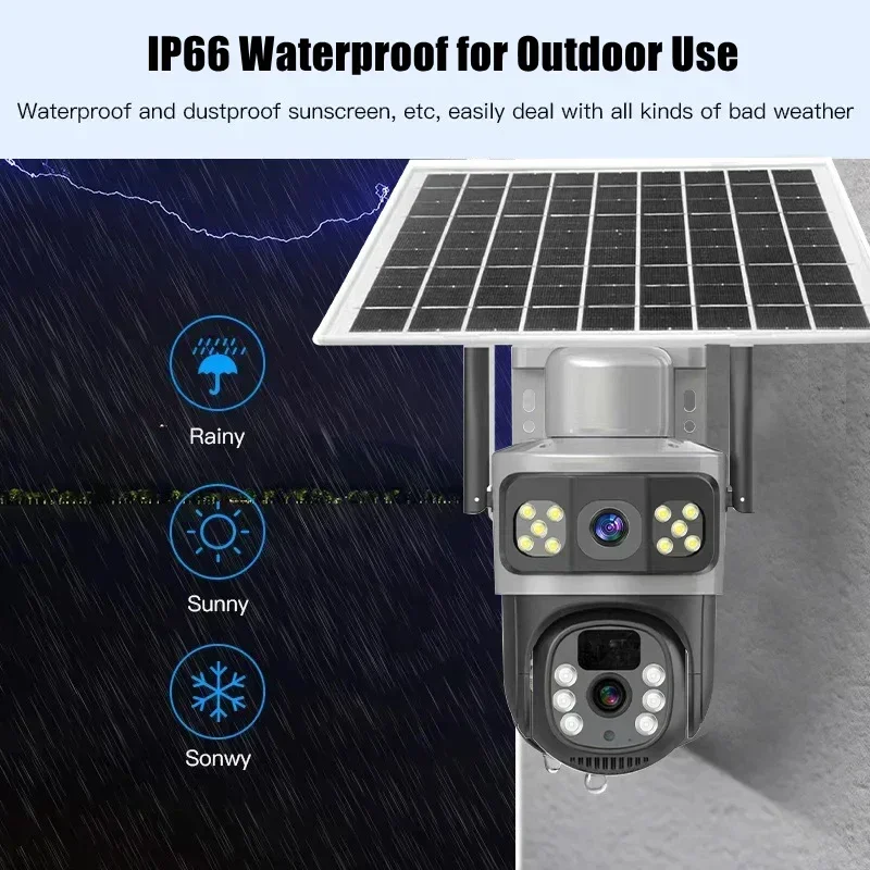 To New V380 Dual Lens 8MP Solar Camera 4G SIM Card CCTV Wireless WIFI Solar Outdoor Waterproof 360 IP Camera PTZ 4K 8MP Solar