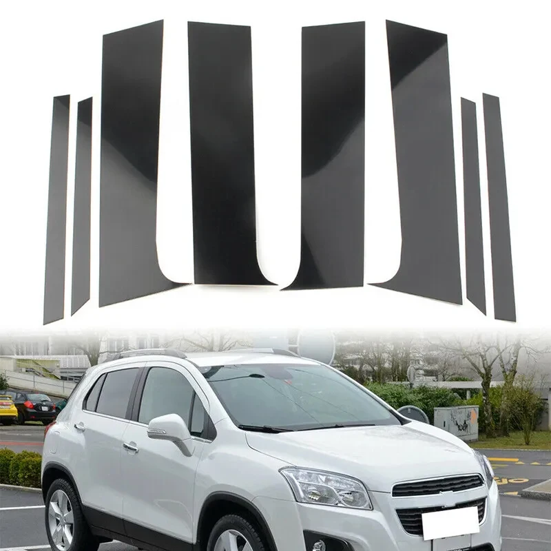 For CHEVROLET Trax 2015-2022 8pcs SET Gloss Black Pillar Posts Piano Door Side Window Trim Cover Decal Sticker