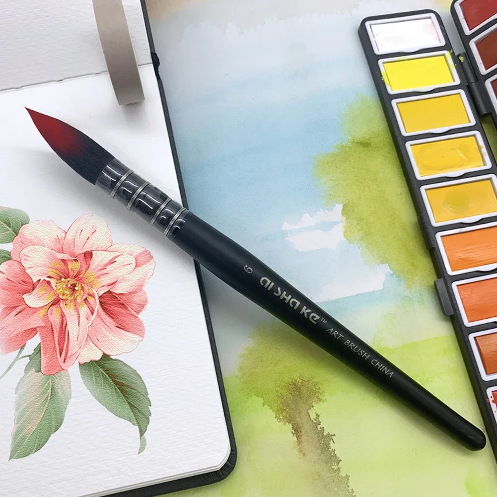 1PC Professional แปรงสีน้ำสีไม้แปรงศิลปินภาพวาดแปรงน้ำสี Gouache ภาพวาดแปรงอุปกรณ์