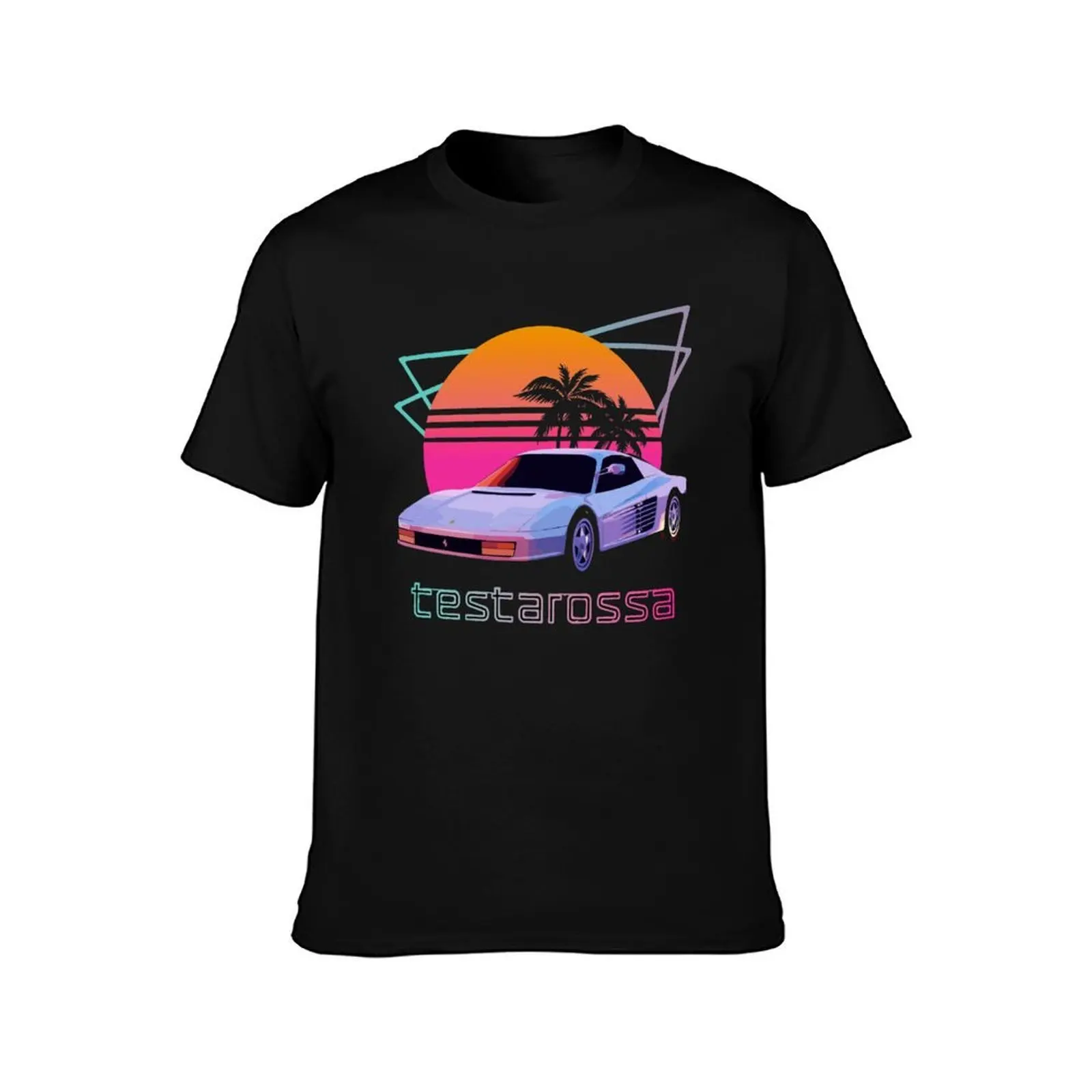 80s Retrowave Testarossa T-Shirt, Summer Casual Cotton Tee, Oversized Streetwear Tops, Vintage Graphic Print, Unisex Men Women