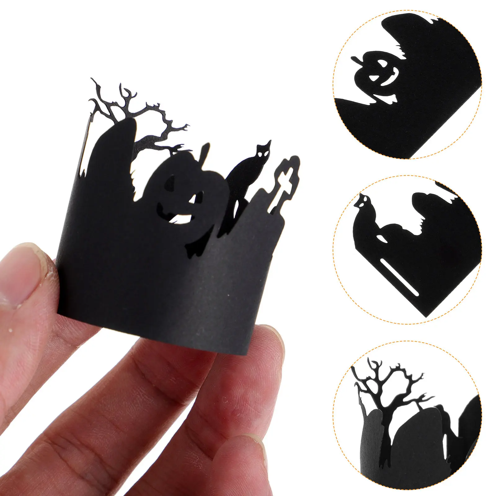 Halloween Tea Light Wraps 20 Pack Hollow Paper Votive Candle Covers Decorative Party Lamp Shades