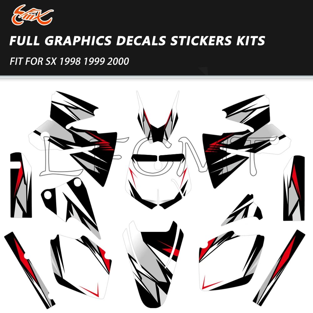 

Fit for SX SXF 125 200 250 380 400 520 1998 1999 2000 Motorcycle Graphics Background Decals Sticker Kits Number Name Custom