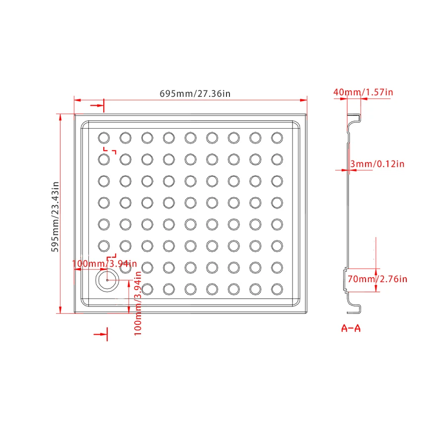 595X695mm Bathroom Shower Base Plastic Shower Tray Suitable for RV Trailer, Motorhome and Yacht Etc.