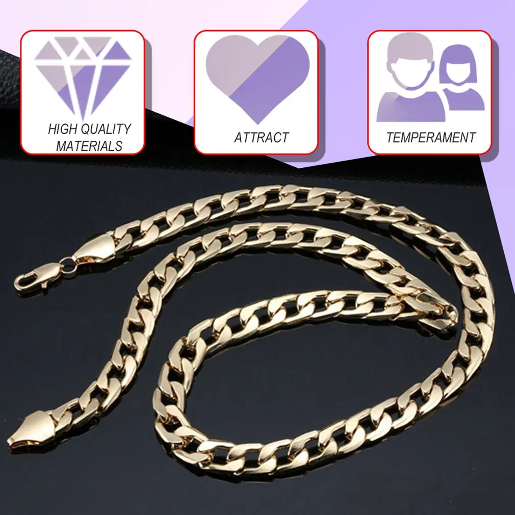 Punk Hip Cuban Link Gold Chain Rapper Men Necklaces Street Fashion Popular Metal Alloy Long Chain Decorative Jewelry Present