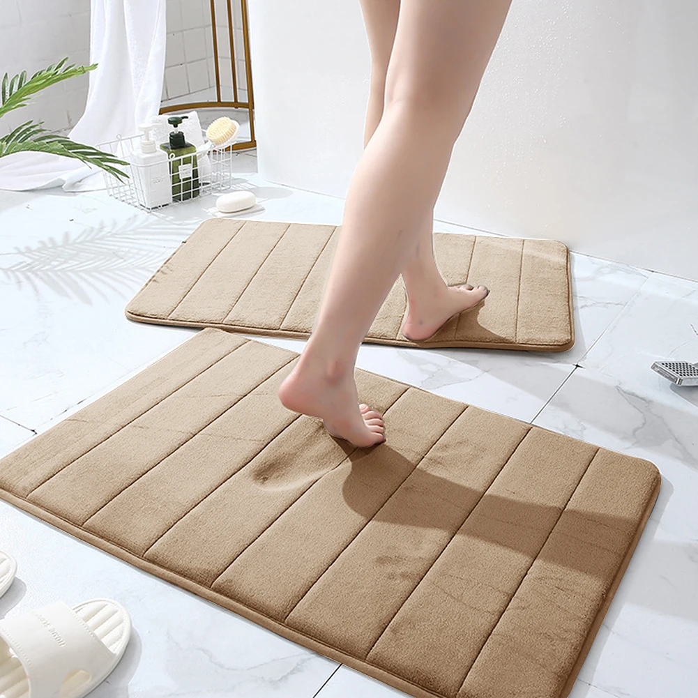 3Pc Sets Bath Mats Non Slip Memory Foam Bathroom Soft Rugs Water Absorption Dry Fast Bath Mat Machine Washable For Home Floor