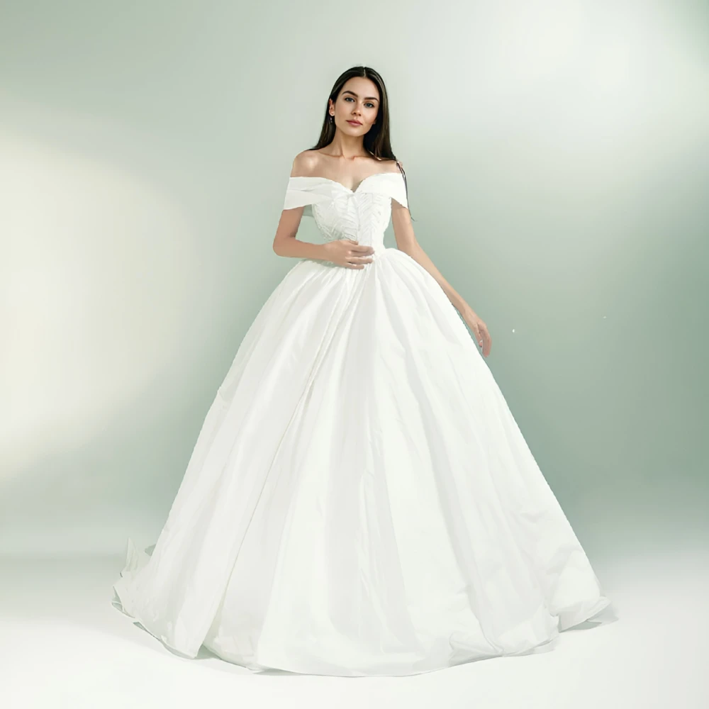 

ESBRIDE Woman Ceremony Dress Off-shoulder Elegant White Mermaid Wedding Dresses Princess Bride Dresses Wedding Evening Dress