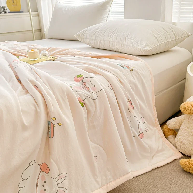 1pc Quilt Cute Rabbit Duvet Summer Thin Comforter Skin-friendly Blanket Single/Queen Size Bedspread edredones de cama