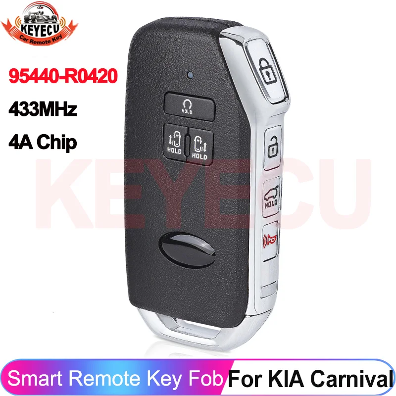 

Смарт-карта KEYECU 95440-R0420 4A чип 433 МГц вход без ключа для KIA Carnival 2022 7 кнопок бесконтактный дистанционный брелок