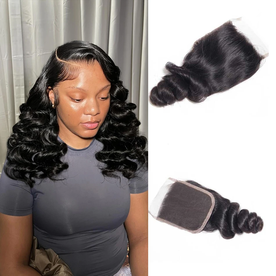 Lace Closure Loose Wave Lace Closure Human Hair 100% Brazilian Virgin Human Hair Extensions Remy Human Hair Pre Plucked Natural