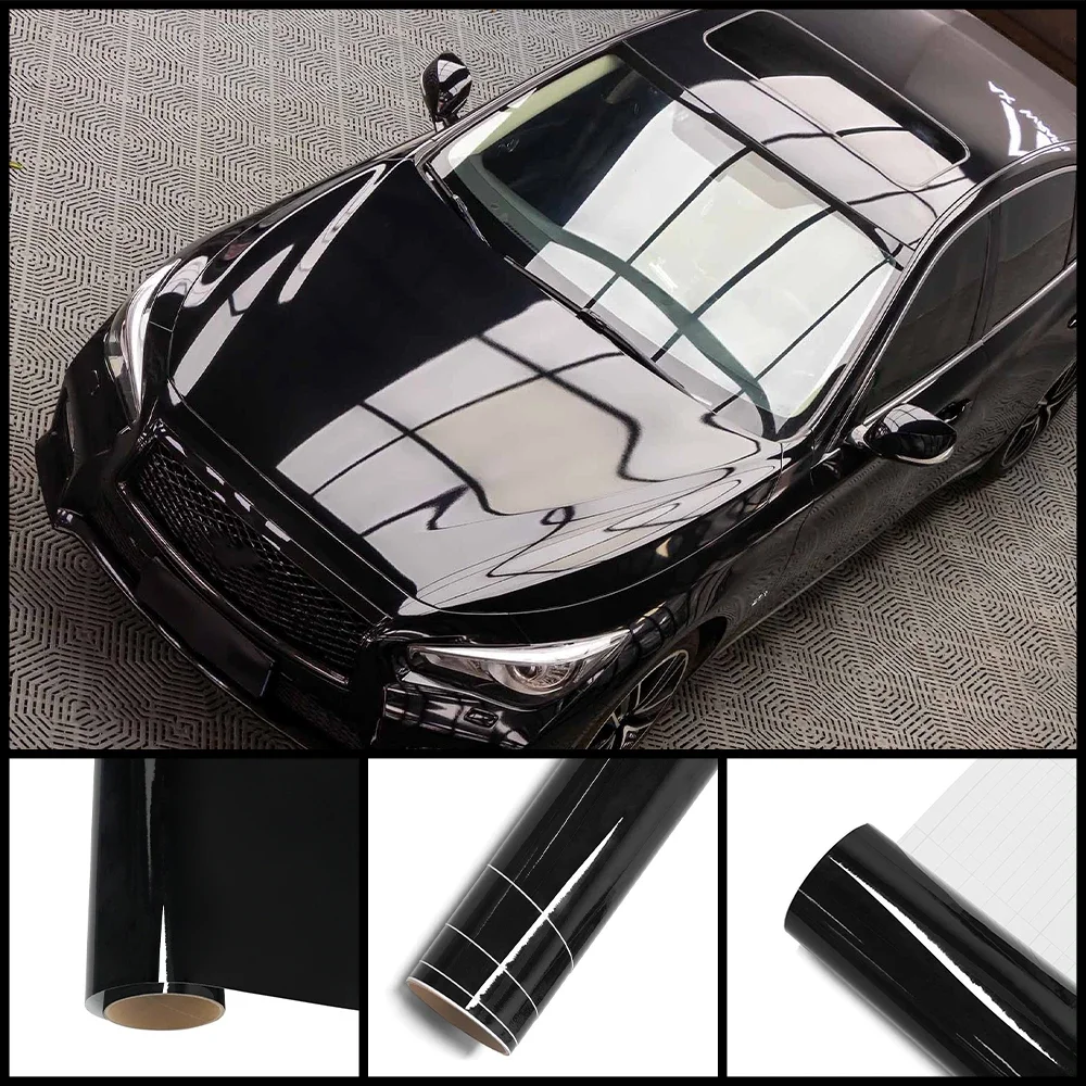 

High Gloss Glossy Black Vinyl Wrap Film Car Whole Body DIY PVC Decal Wrapping Protective Cover Stickers Auto Tuning Accessories