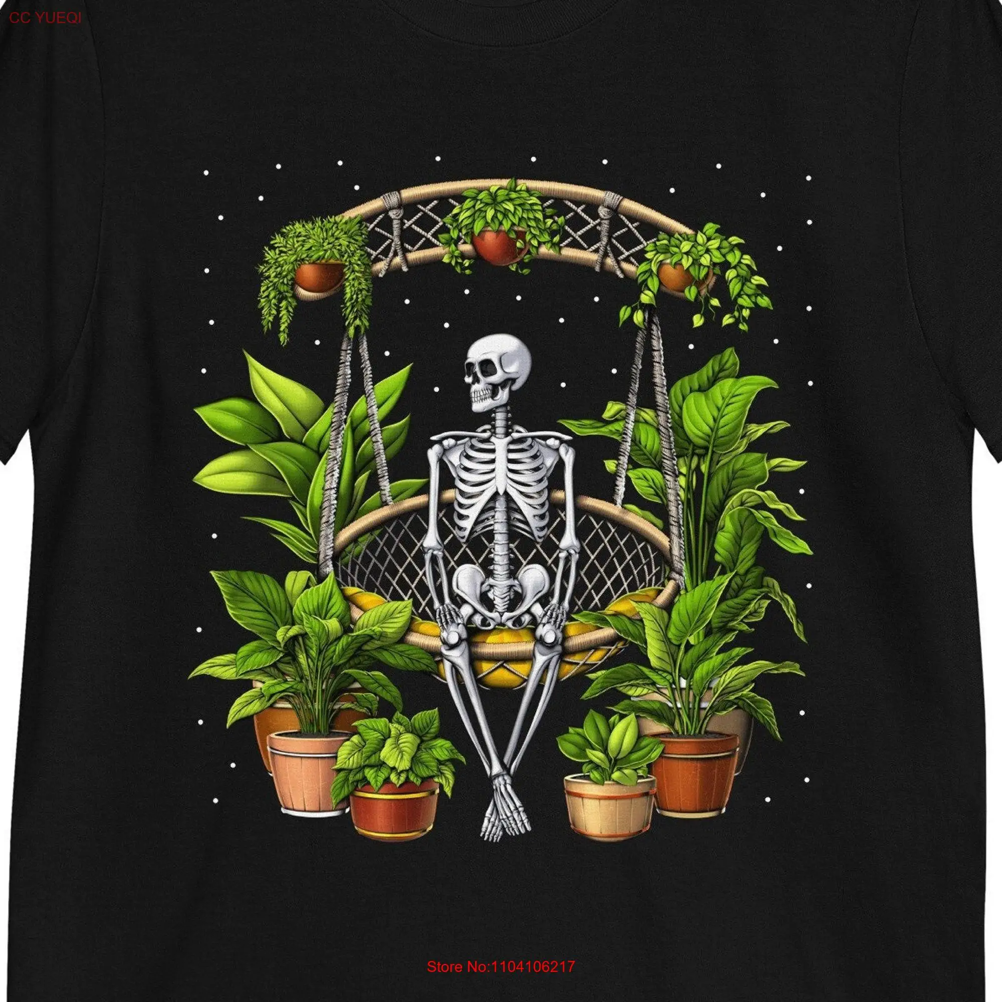 Skeleton Plants T Shirt Gardening Houseplants Gardener Botanical Clothing Floral Botany Clothes Halloween Gothic Apparel