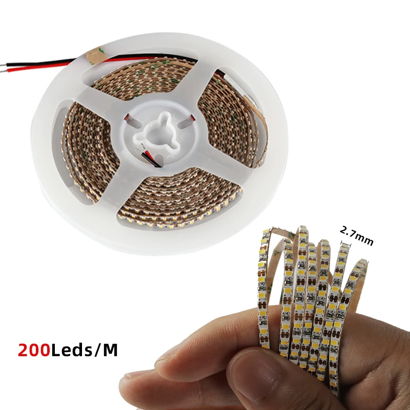 Tira de luces LED SMD Superfina para decoración del hogar, cinta Flexible de luces de alto brillo, regulable, 3V/5V/12V, 2,7 LED/m, 200mm