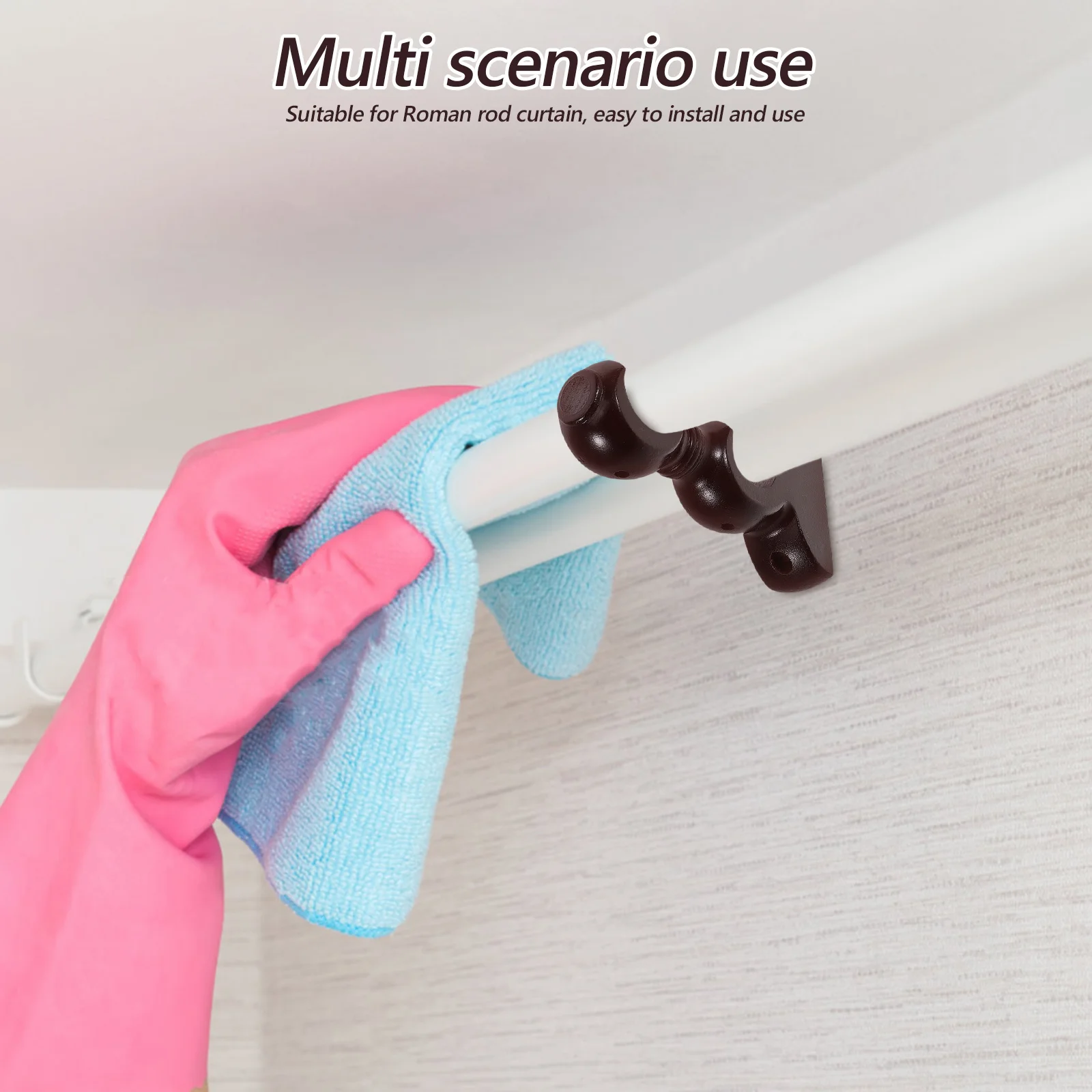 

Wooden Curtain Rod Bracket Double Slot Wall Mounted Support for Windows Closet Bathroom Balcony Multi-Scene Home Decor