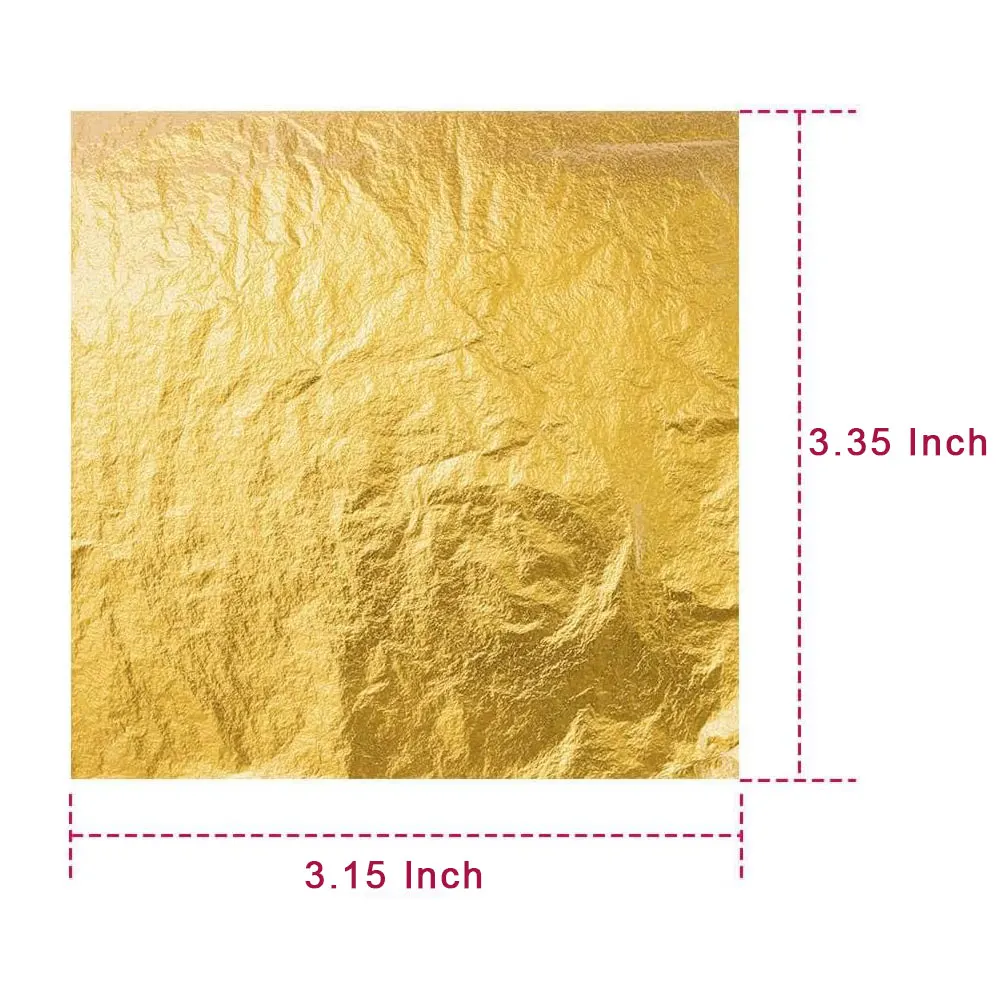 100pcs Imitation Gold Silver Foil Paper Sheets Leaf For Art Gilding Crafting Painting Furniture Drip Glue Decoration 3.15