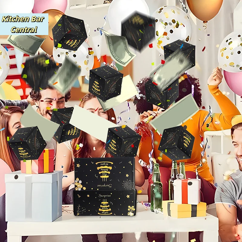 【10 Stück faltbare, aufspringende Überraschungs-Geschenkboxen in Schwarz-Gold, aufspringende Überraschungsbox, Valentinstagsgeschenk】 – Detail 3