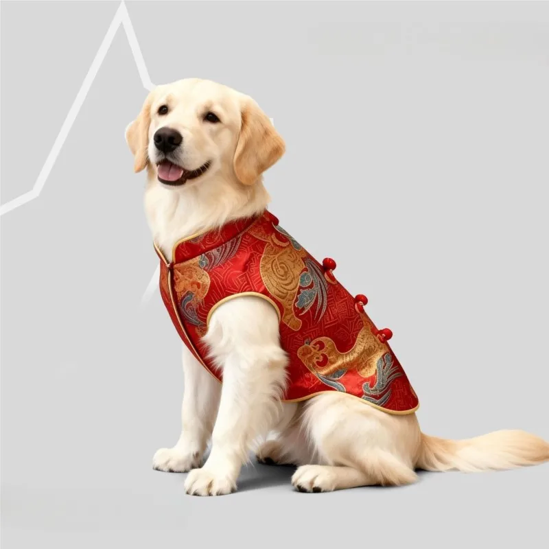 

Новый китайский жилет для кошек/собак на осень/зиму, костюм Тан с пряжкой для Нового года, одежда для дня рождения питомца, зоотовары LJ262