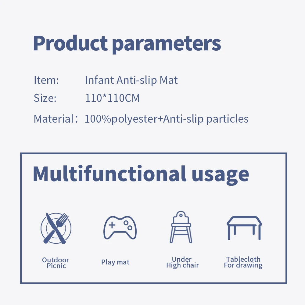 Kangobaby # Mi vida suave #   Estera antideslizante para niños, esteras de juego Splat impermeables plegables para escalar, 110x110cm