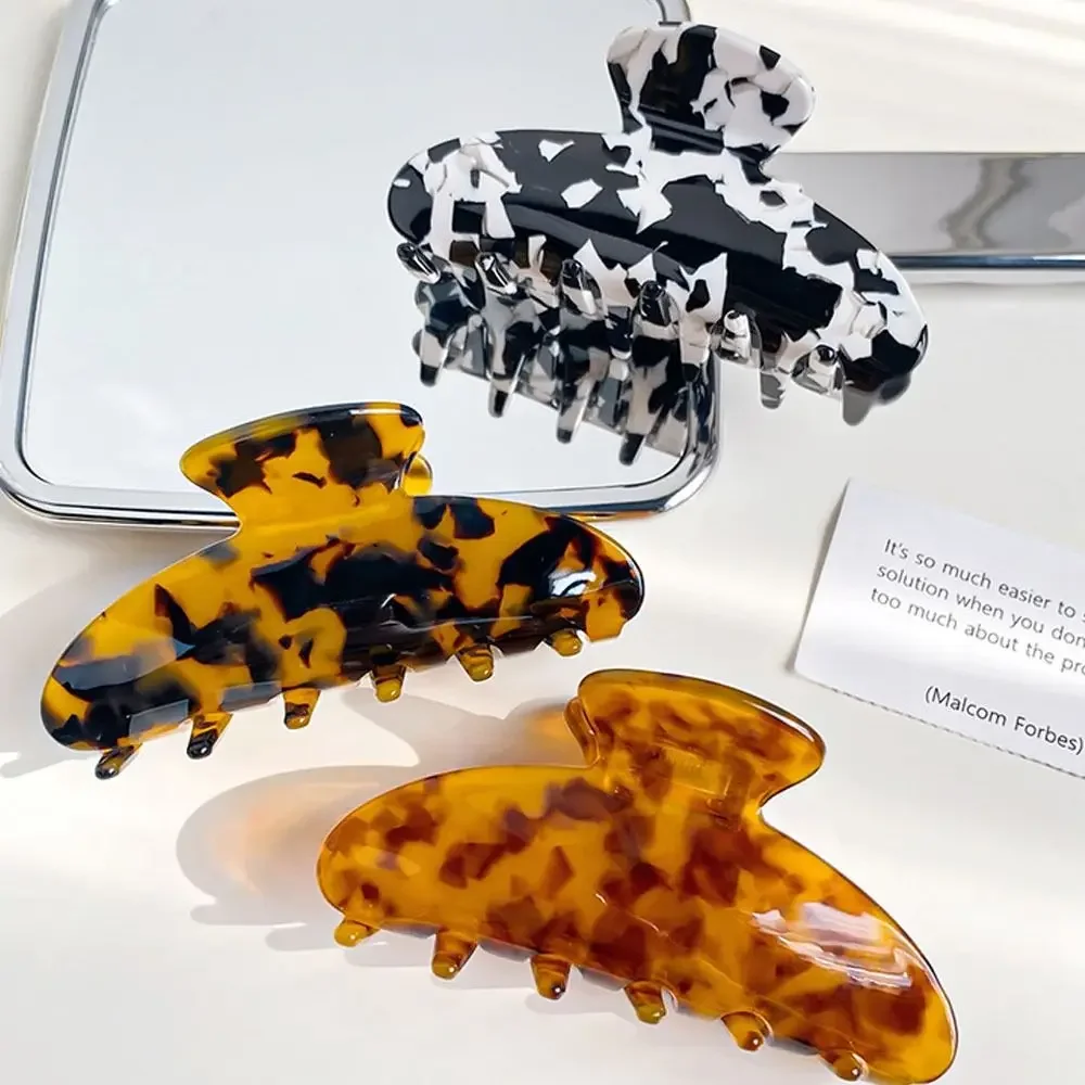 

Solid Color Fresh Acetate Hair Claw Hair Clip Shark Clip Irregular Pattern Shark Clip Hairpin Geometry Flower Hair Claw Travel