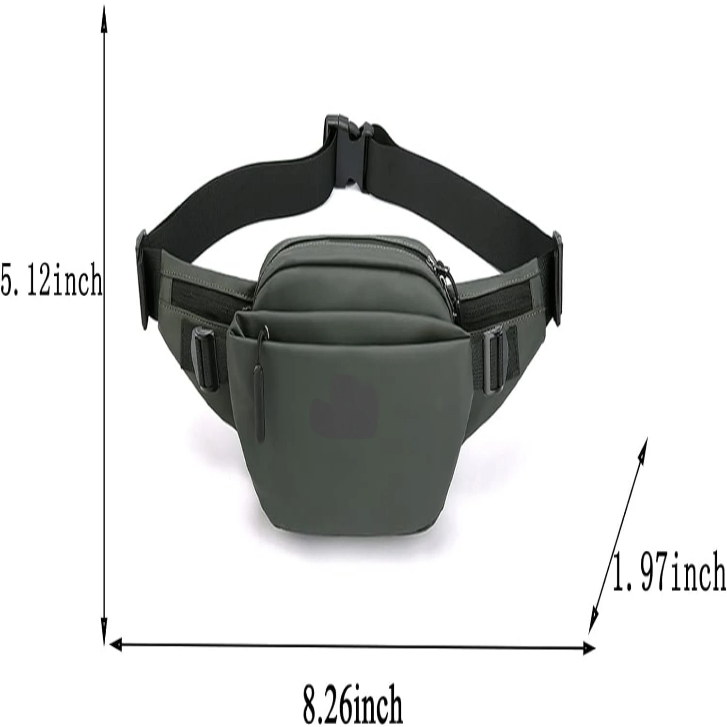 Adjustable Waterproof Green Nylon Crossbody Fanny Pack with Zipper Pockets - Convenient Running Belt for Men and Women - Ideal f