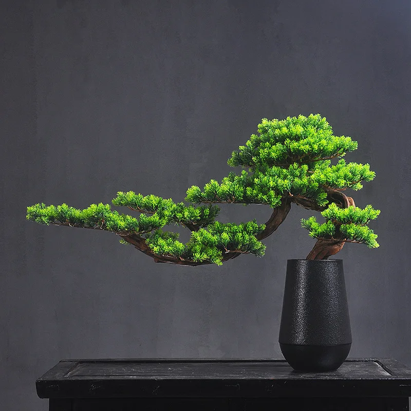 Simulated welcoming pine false tree green plant living room porch Chinese Zen beauty cliff cypress shape Bonsai decoration