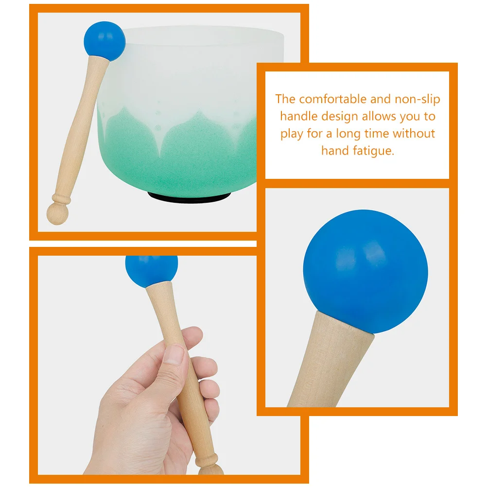

1 Set Crystal Singing Bowl Mallet Wood Handle Rubber O Ring Lightweight Non-Slip Design For Percussion Sound Healing Instrument