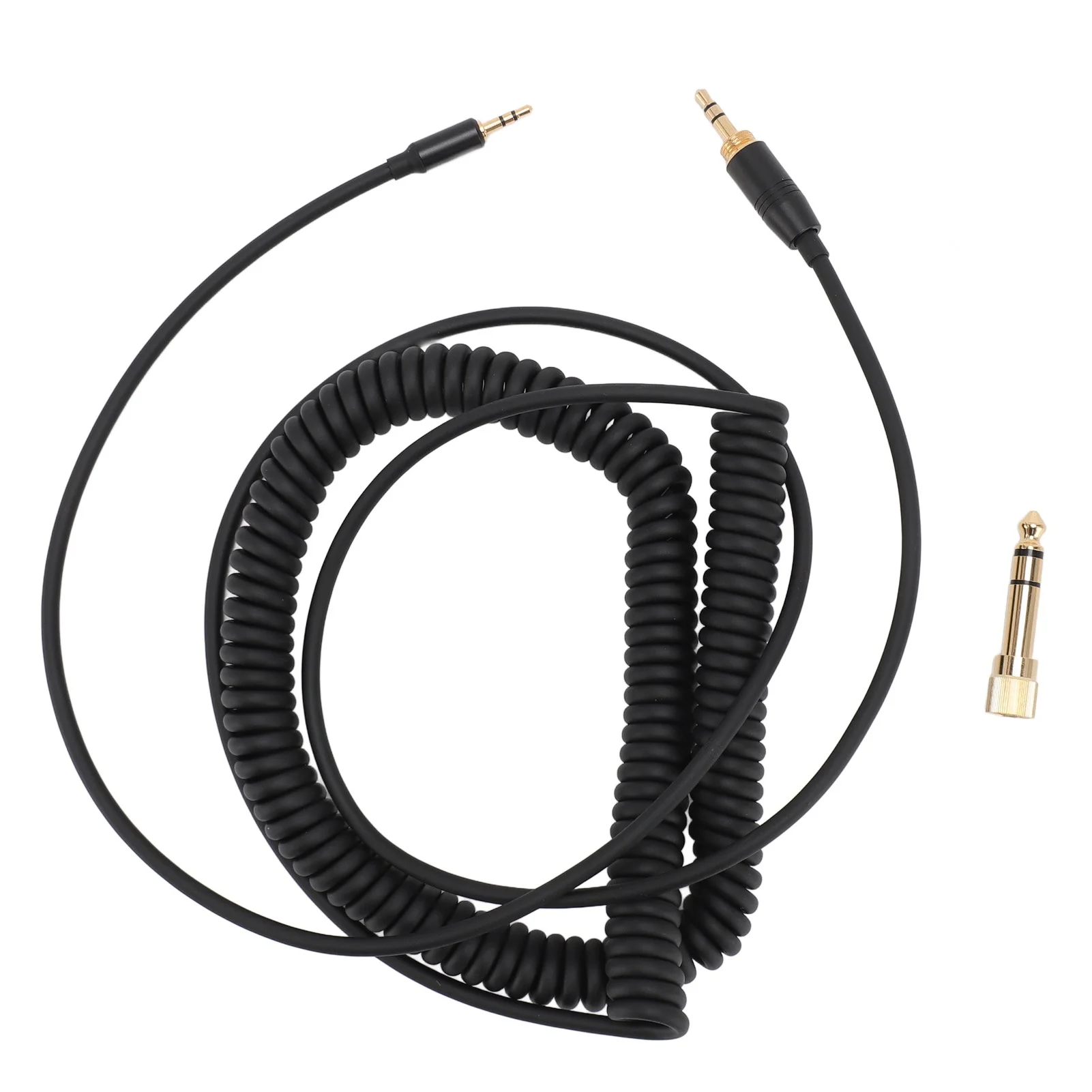 Coiled Headphone Cable Gold Plated Connector Replacement Headset Sound Cord for NC700 QC45 QC35 QC25 OE2 OE2i SoundTrue Black