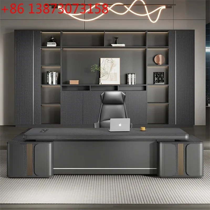 Black Manager Executive Office Desk Wooden Strong Large Luxury Computer with Drawers Modern Escritorios Office Furniture