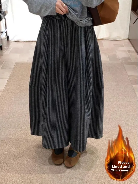 

Простые свободные широкие брюки больших размеров, женские зимние новые модные универсальные молодежные брюки на подкладке, восьмиteen