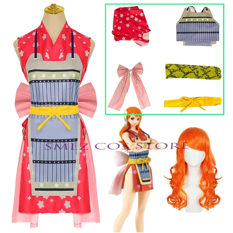 Fight Nami Cosplay Anime Costume Uniform Armor Kimono Combat Wig Set Halloween Christmas Party Outfit for Women Dress