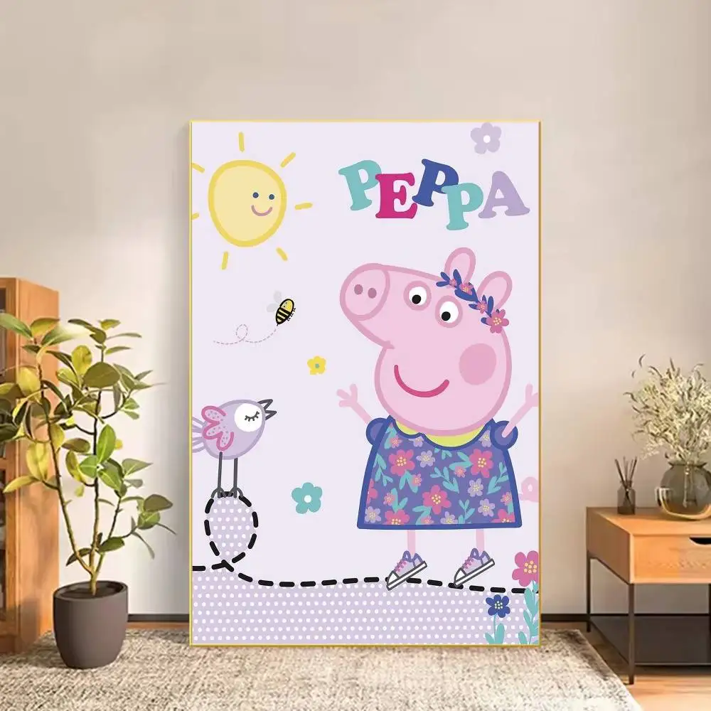 Cartoon Pink Peppa Pig Poster Versatile HD Waterproof Wall Art Self-Adhesive Decor for Any Space Ideal Gift