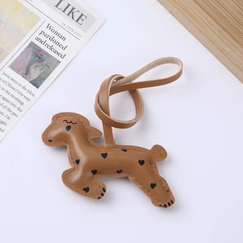 Stuffed Sheep Bag Keychain Charm Heart Print Premium PU Leather Fashion Purse Accessory for Backpack Handbag Decor