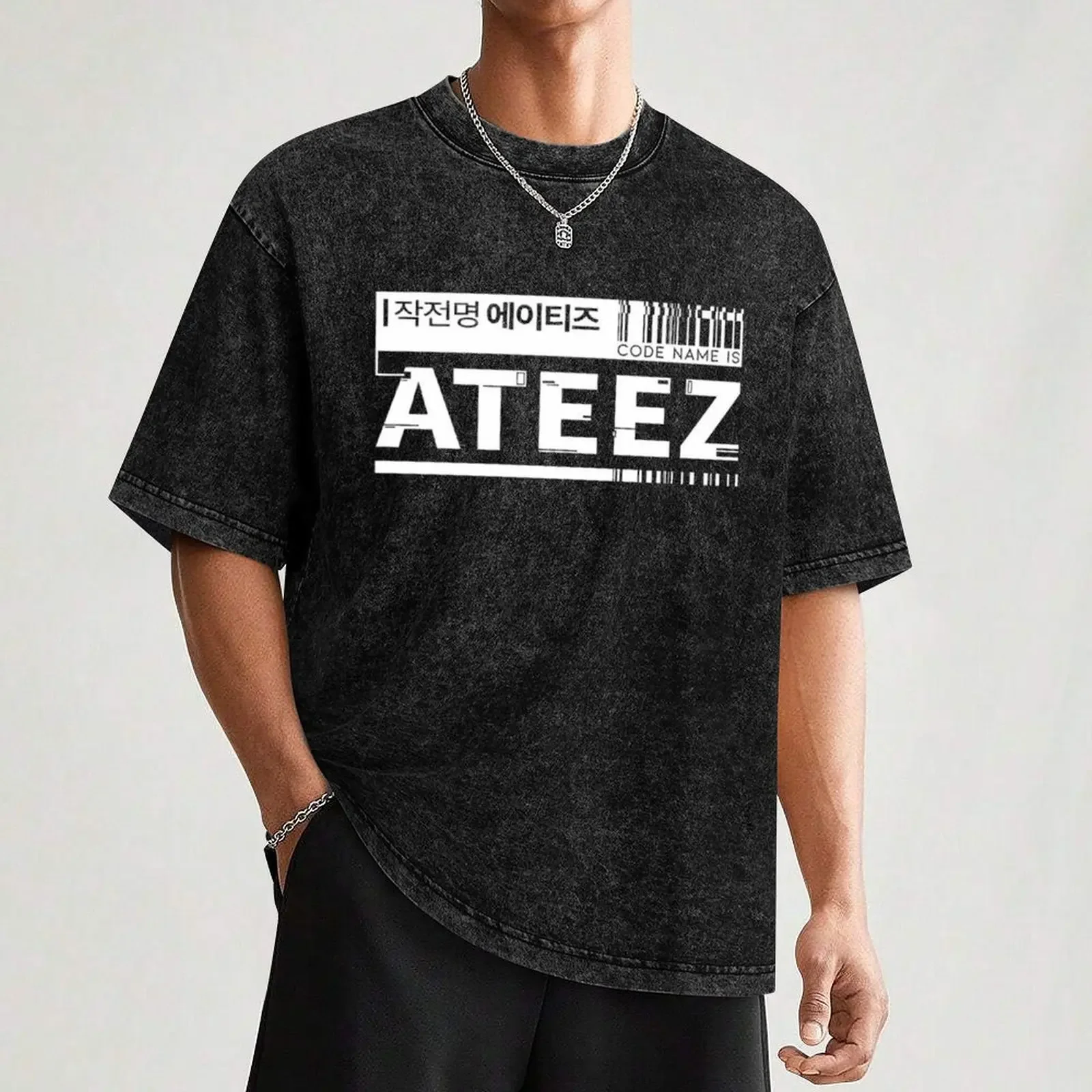 كود ATEEZ تي شيرت أنيمي قميص مضحك تي شيرت الأزرق أرشيف رجالي جرافيك تي شيرت كبير وطويل القامة