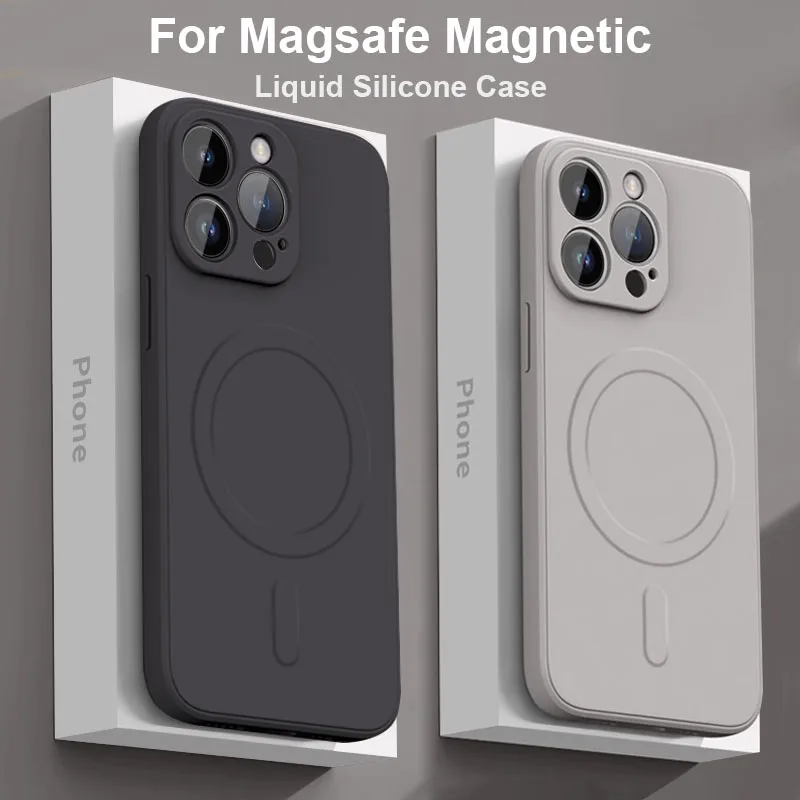 Funda de silicona líquida con carga inalámbrica magnética para iPhone 16 17 Air 15 14 13 12 11 Pro Max Plus Mini para Magsafe funda suave
