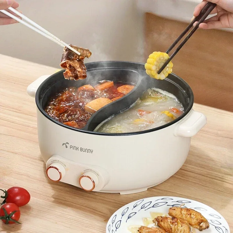 Double-flavor Hot Pot 220V Household Electric Cooking Pot Multi-functional 5L/7L Large Capacity Electric Frying Pan Cocina