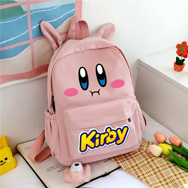 

New Cute Kirbys Girl School Bag Cartoon Knapsack Teenager Kawaii Printed Backpack Student Large Capacity Book Bag Rucksack Gift