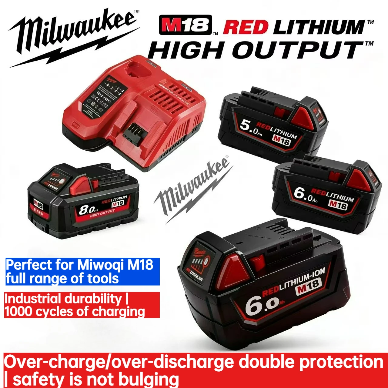 

original High Power 12Ah Replacement Battery for Milwaukee Cordless Tools Fast Charging Top Quality Spare Part