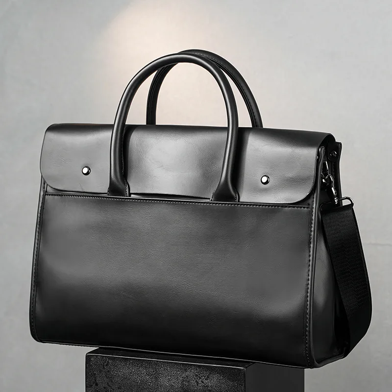 PU Leather Briefcase Women's Fashion Vintage Office Business OL Tote Shoulder Side 14 Inch Laptop Messenger Portable Bag for Man