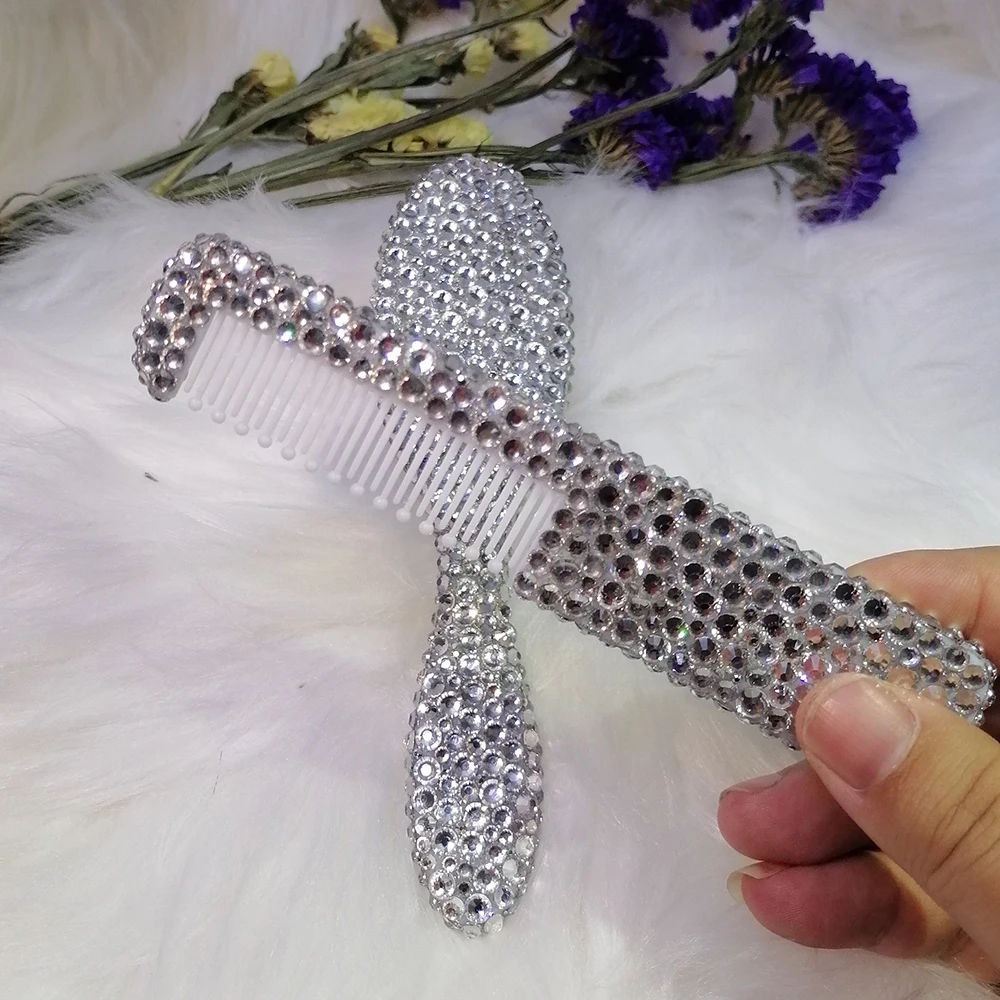 Crianças bebê menina escova de lã pente cristal strass pérola bling cuidados com o cabelo modelador infantil presente batismo brilhante cabeça massageador