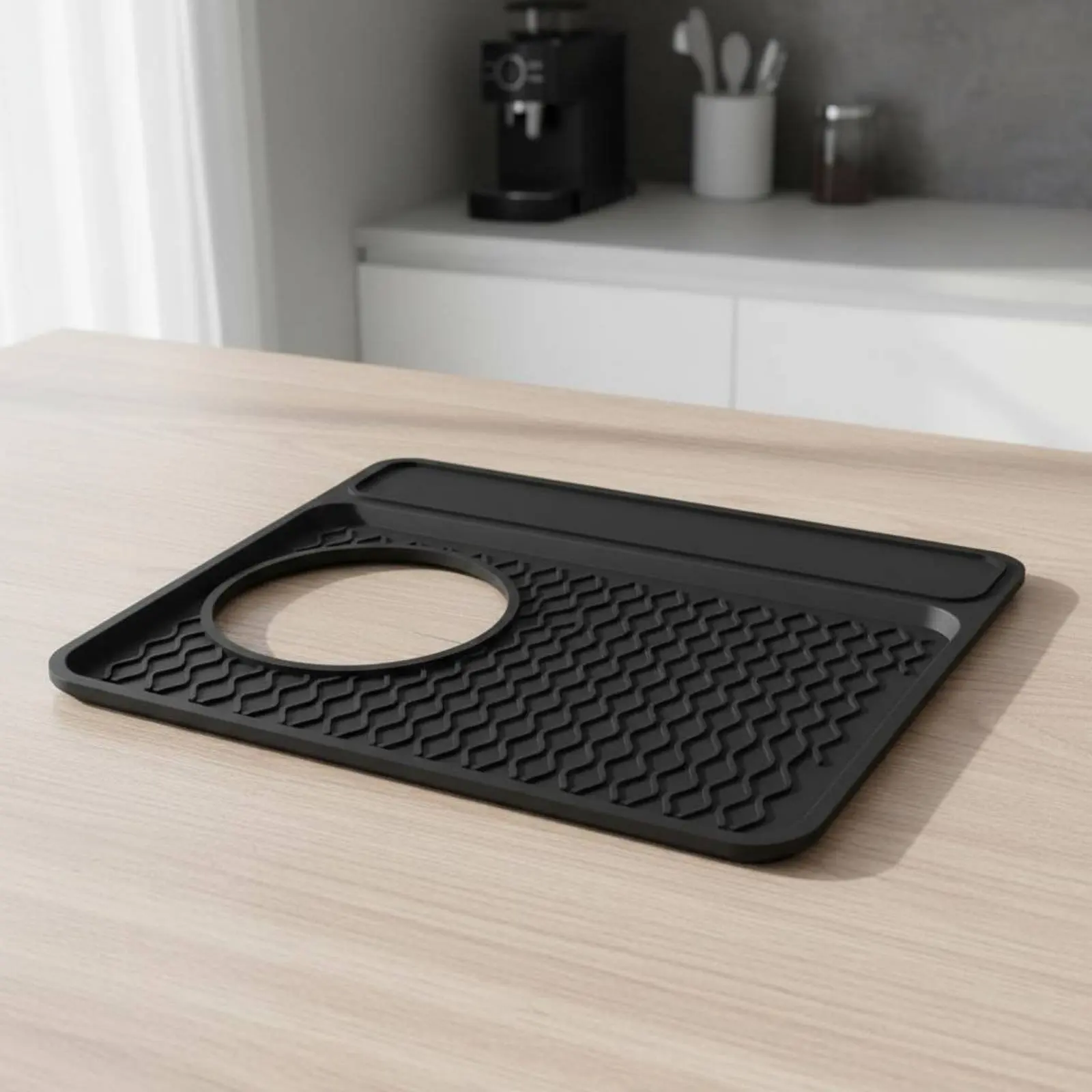 Espresso Machine Topper Mat Non-Slip Tamper Mat with Storage Area Shielding Waterproof for Cafe