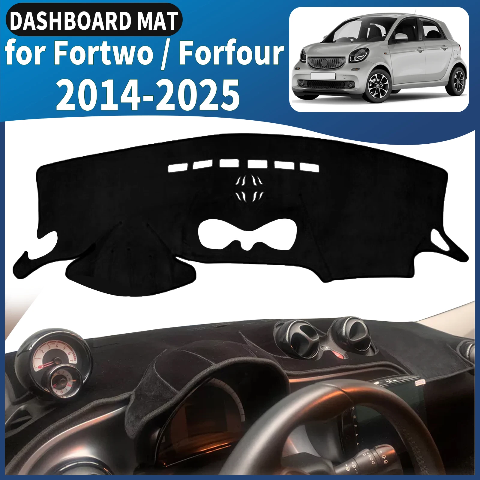 

for Smart Fortwo Forfour 2014-2025 III Car Dashmat Dashboard Cover Pad DashMat Sunshade Protective Carpet Accessories Leather