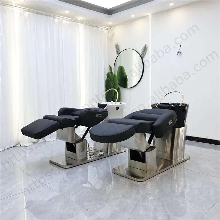 2026 Modern Barbershop Beauty Salon Chair Spa Equipment Backwash Electric Back Massage Shampoo Chair with Bowl for Salon
