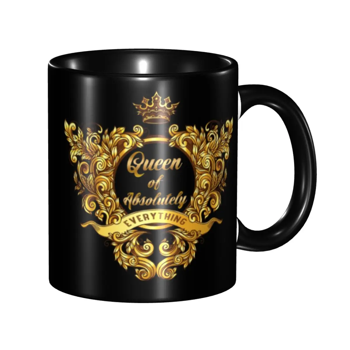 Personalized Queen Of Absolutely Everything Gold Baroque Mugs DIY Ceramic Tea Milk Coffee Cups