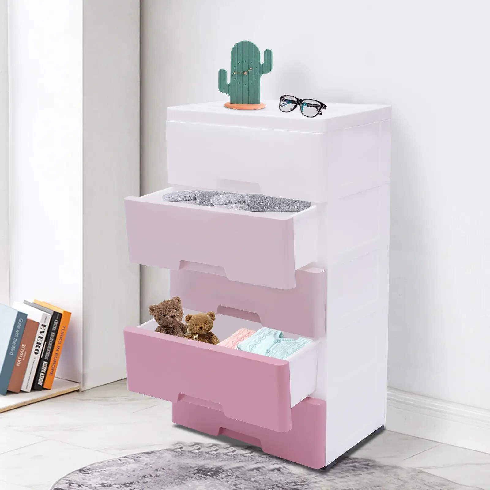 

5 Tier Storage Tower with 5 Drawers,Storage Organizer Rack Clothes Storage Cabinet Closet for Storing Clothes,Towels,Toys