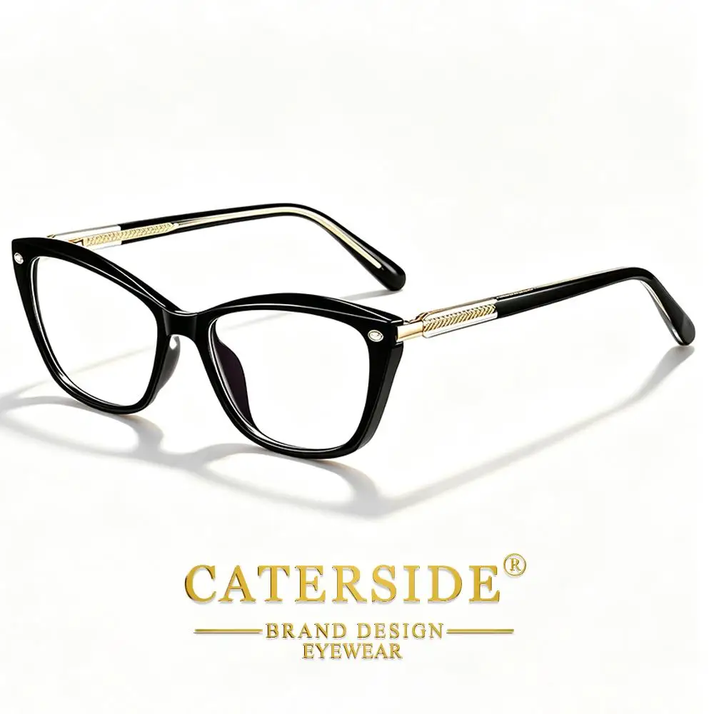 CATERSIDE Neue Modische Damen-Cat-Eye-Brille mit Blaulichtfilter, Hochwertige TR-90-Fassung, Herren-Outdoor-Business-Dekorationsbrille – Detail 5