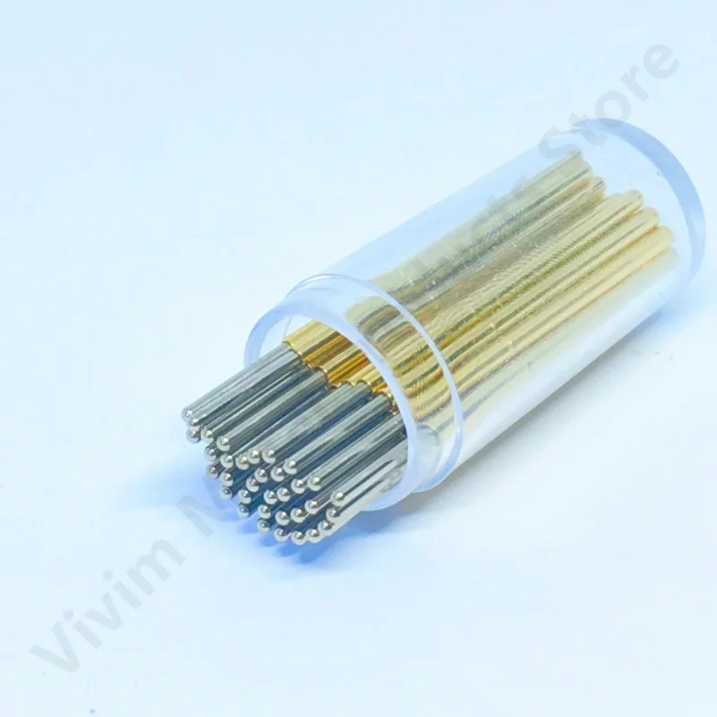 100PCS P100-J1 Small Round Head Spring Test Probe Pogo Pin P100-J Outer Dia 1.36mm Needle Length 33.35mm Circuit Board Test Pin