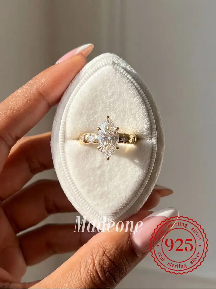 925 Sterling Silber Eleganter Modischer Marquise-Zirkon-Ring für Frauen Jubiläum Hochzeit Luxus Hochwertiger Edel-Schmuck